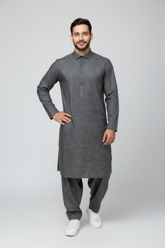 Shalwar Kameez - Wool - Charcoal Grey