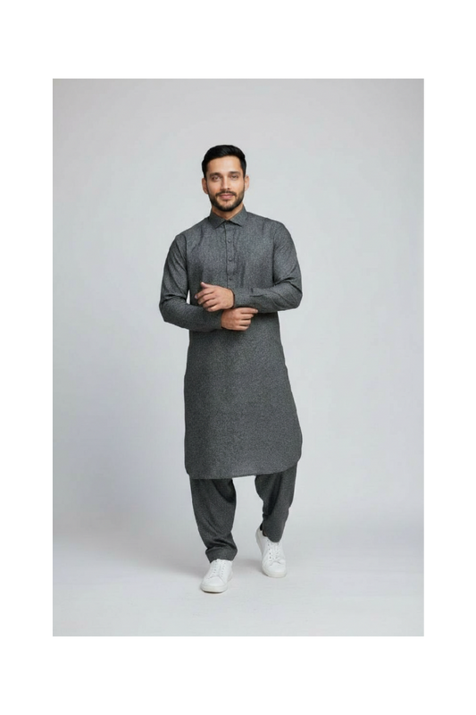Shalwar Kameez - Wool - Greenish Grey