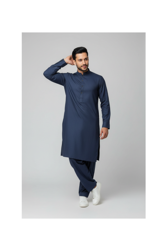 Shalwar Kameez - Extra Luxury Texture Wash & Wear - Ocean Blue