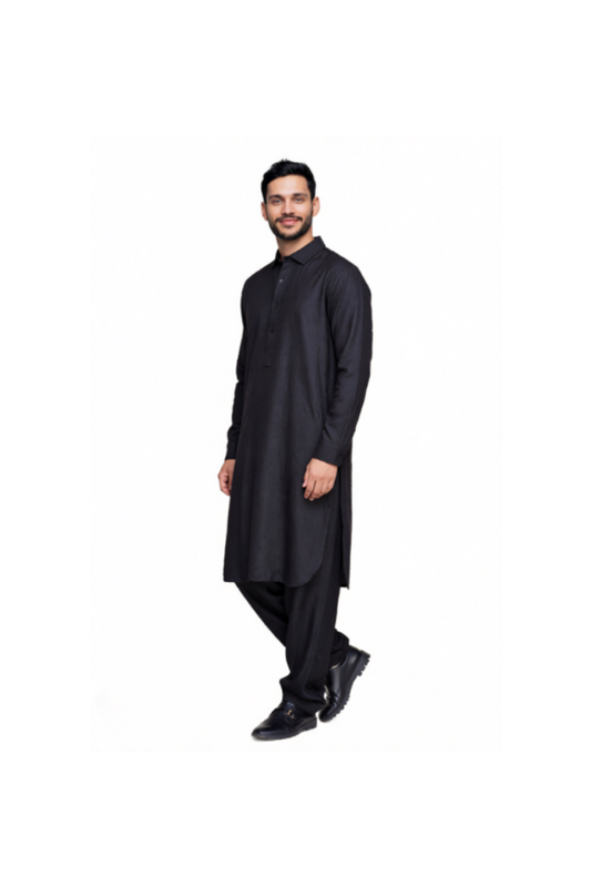 Shalwar Kameez - Wash & Wear - Black