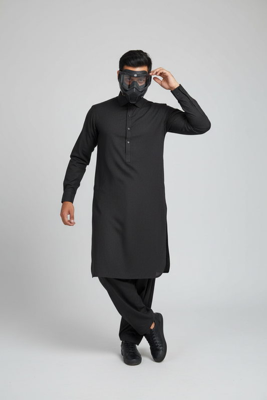 Shalwar Kameez - Extra Luxury Texture Wash & Wear - Black