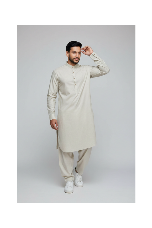 Shalwar Kameez - Wash & Wear - Ivory