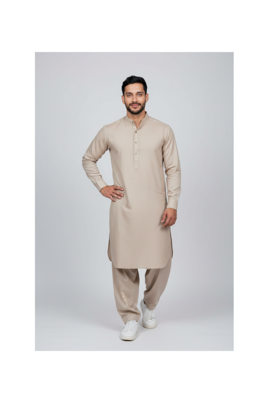 Shalwar Kameez - Wash & Wear - Sandstone