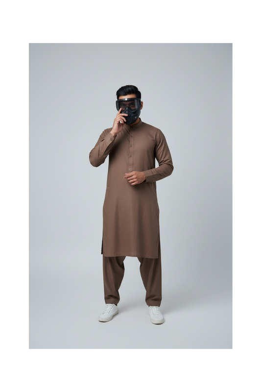 Shalwar Kameez - Wash & Wear - Brown