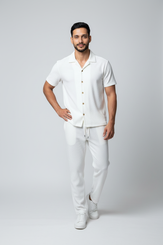 Men Coord Set - White