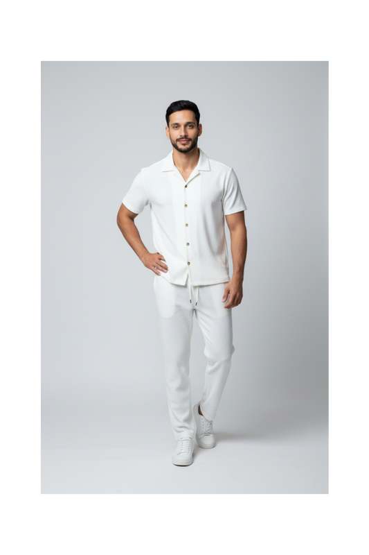 Men Coord Set - White