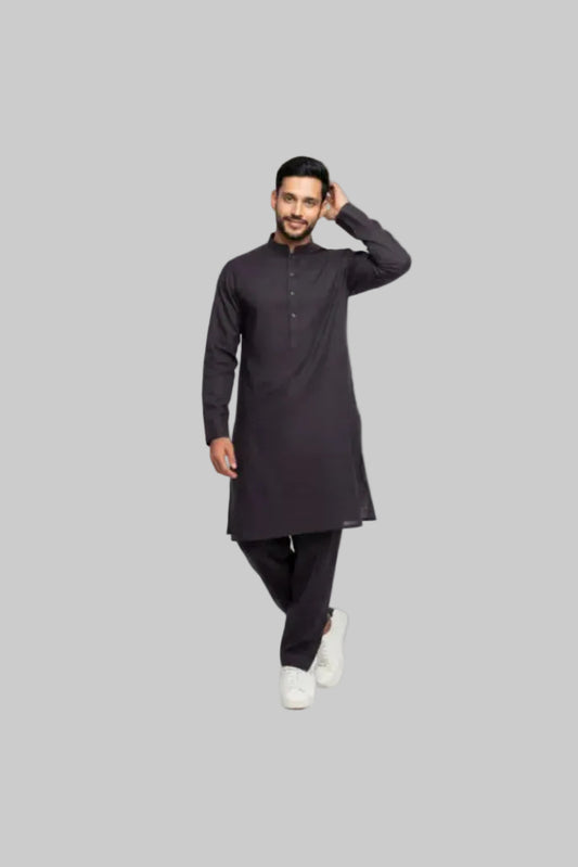 Shalwar Kameez - Extra Luxury Texture Wash & Wear - Graphite Black