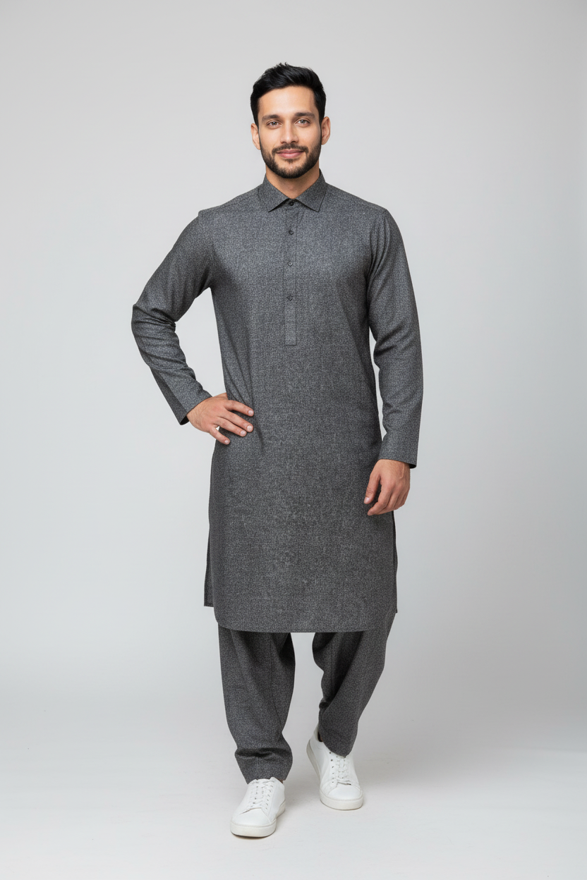 Shalwar Kameez - Wool - Charcoal Grey