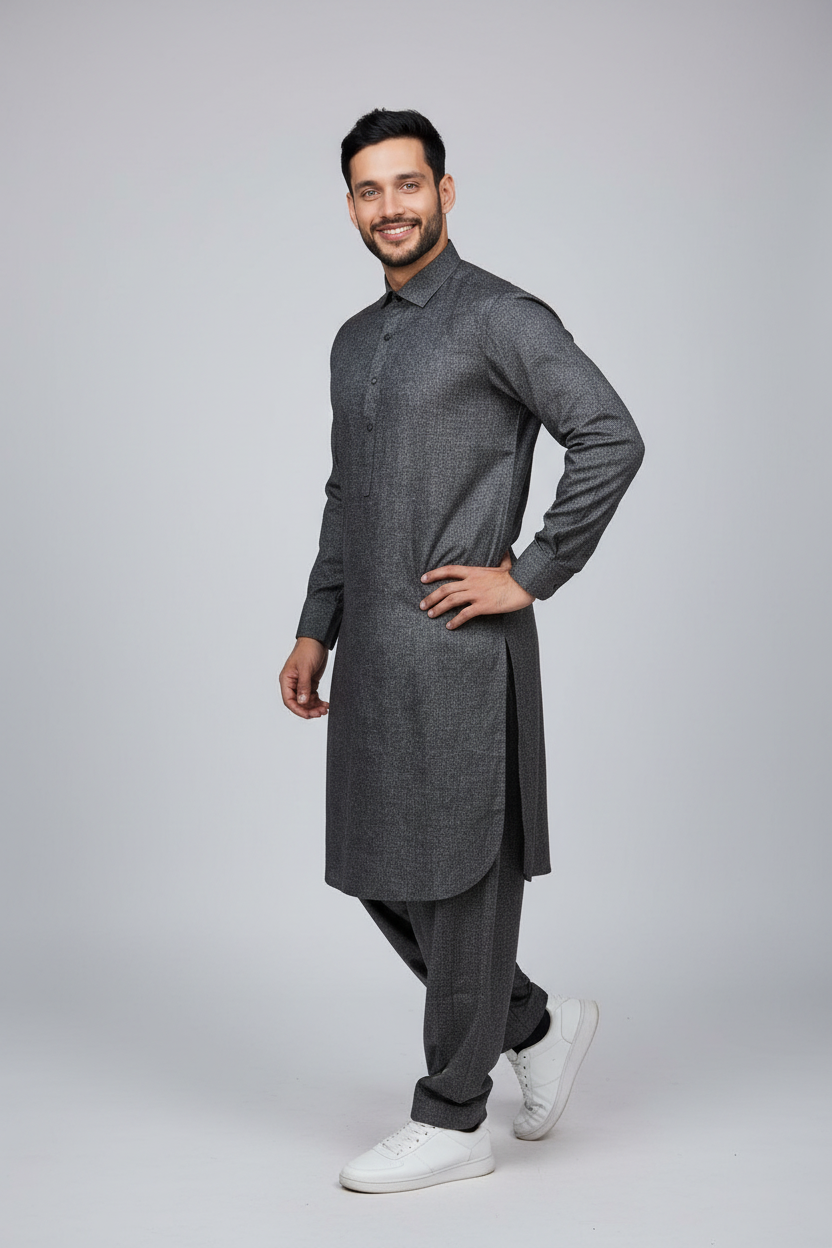 Shalwar Kameez - Wool - Charcoal Grey