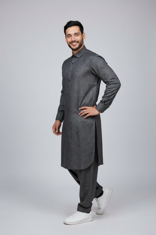 Shalwar Kameez - Wool - Charcoal Grey
