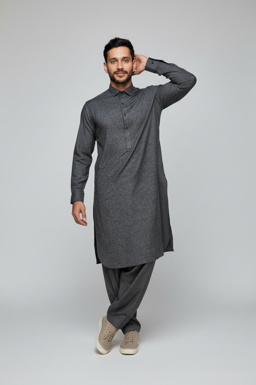 Shalwar Kameez - Wool - Charcoal Grey
