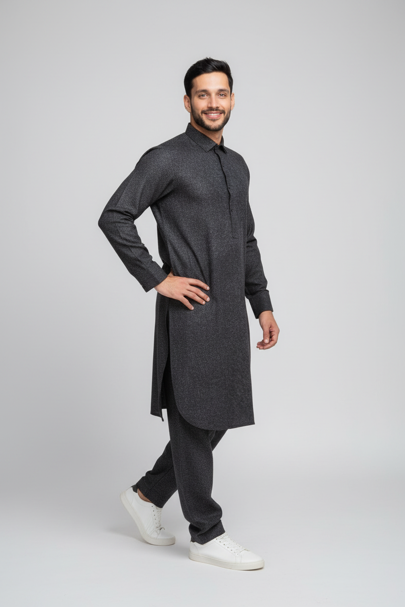 Shalwar Kameez - Premium Wool - Black