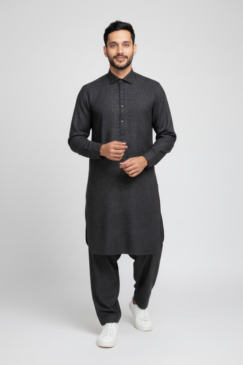 Shalwar Kameez - Premium Wool - Black