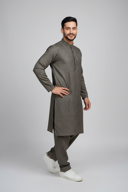 Shalwar Kameez - Wool - Green (Olive)