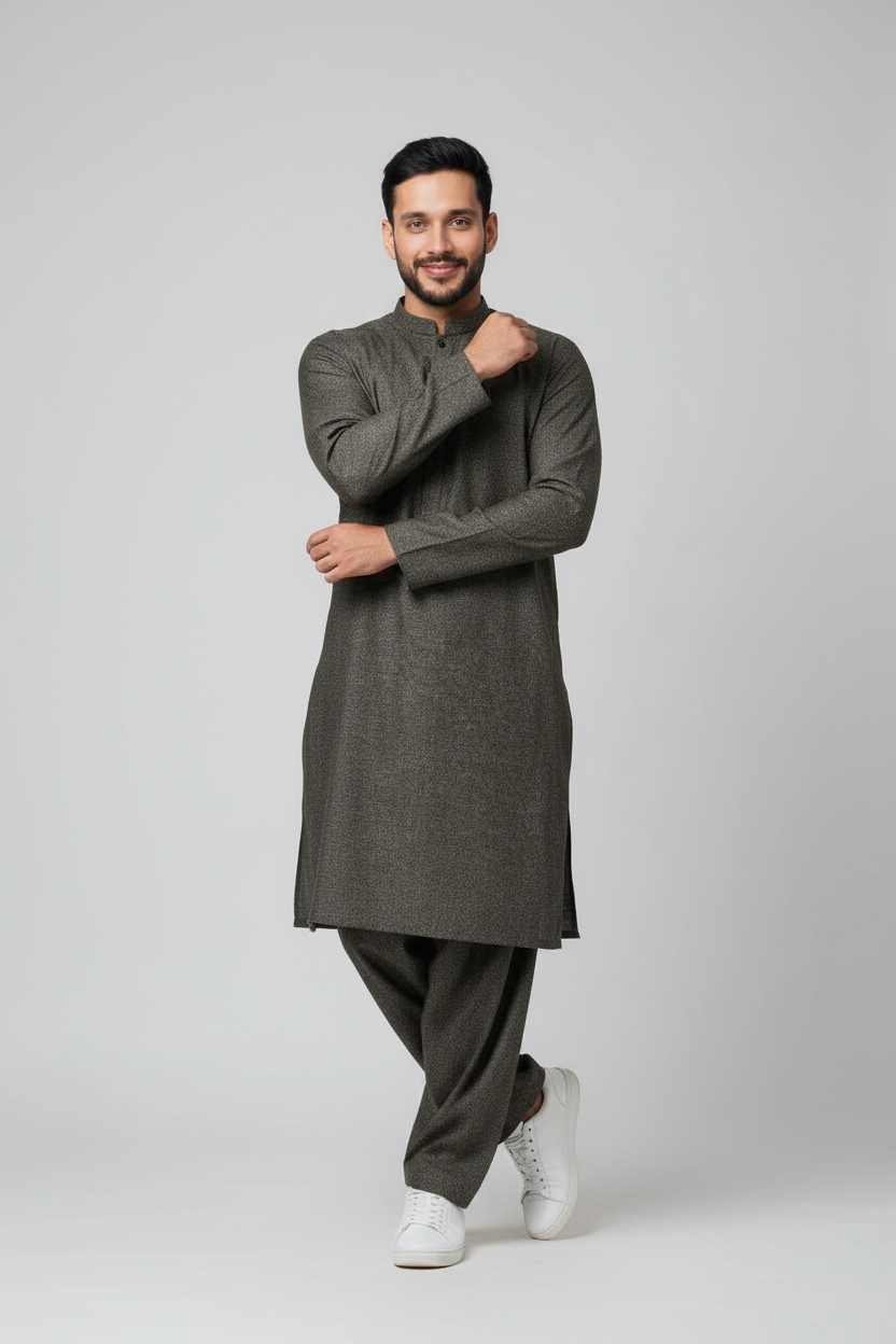 Shalwar Kameez - Wool - Green (Olive)
