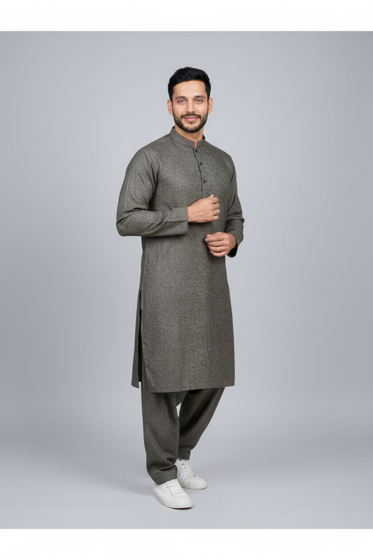 Shalwar Kameez - Wool - Green (Olive)
