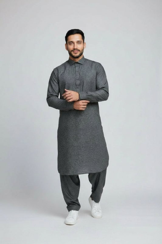 Shalwar Kameez - Wool - Greenish Grey