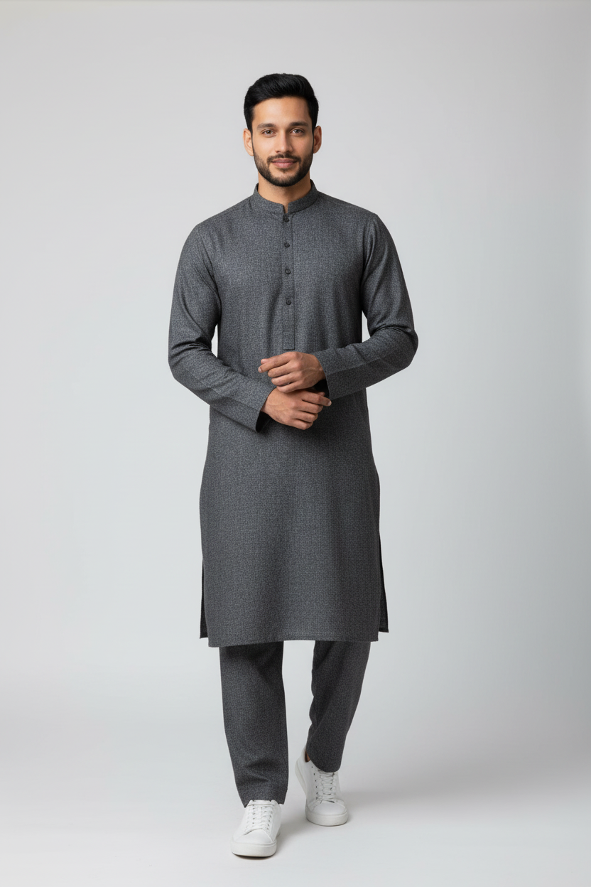 Shalwar Kameez - Wool - Blue Grey