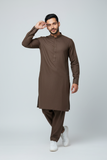 Shalwar Kameez - Extra Luxury Texture Wash & Wear - Dark Brown