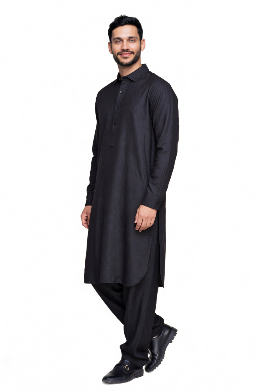 Shalwar Kameez - Extra Luxury Texture Wash & Wear - Black