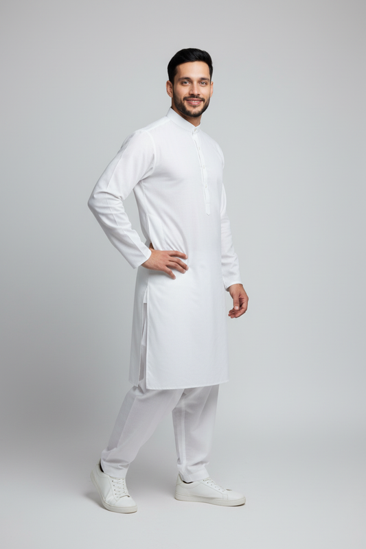 Shalwar Kameez - 8 Pound Boski - Off White
