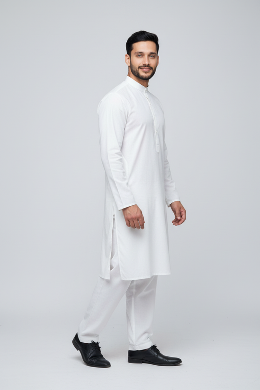 Shalwar Kameez - 8 Pound Boski - Off White