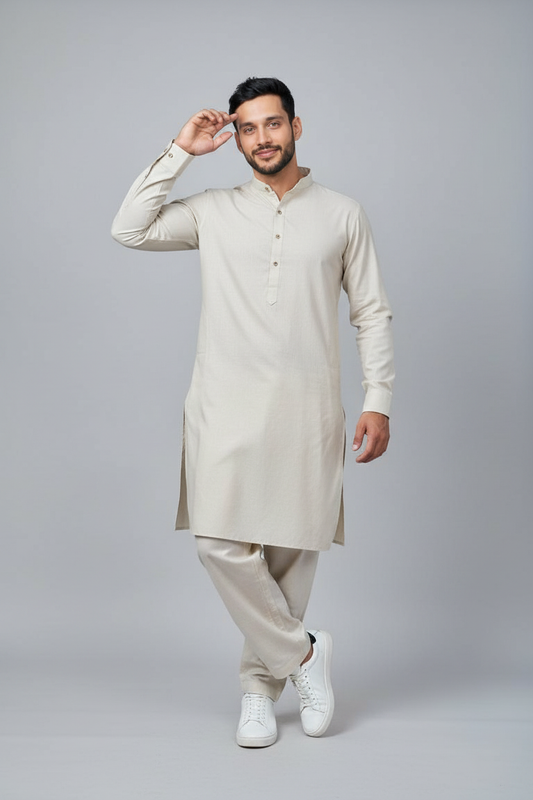 Shalwar Kameez - Wash & Wear - Ivory