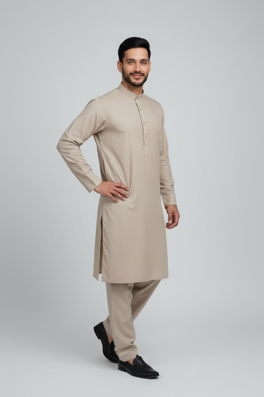 Shalwar Kameez - Wash & Wear - Sandstone