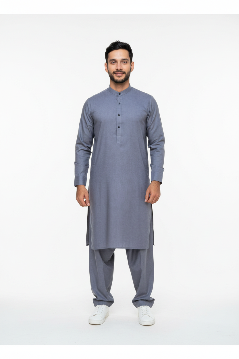 Shalwar Kameez - Wash & Wear - Light Grey