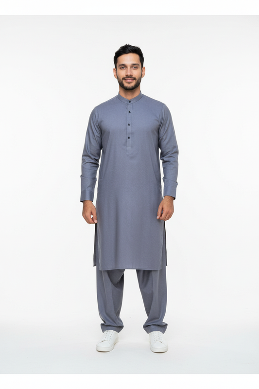 Shalwar Kameez - Wash & Wear - Light Grey
