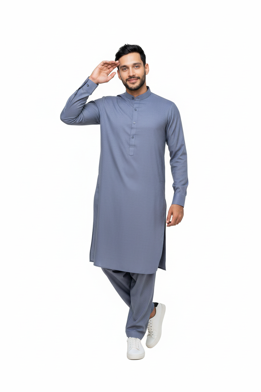 Shalwar Kameez - Wash & Wear - Light Grey