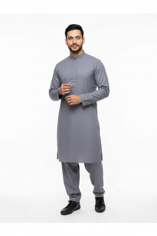 Shalwar Kameez - Wash & Wear - Light Grey