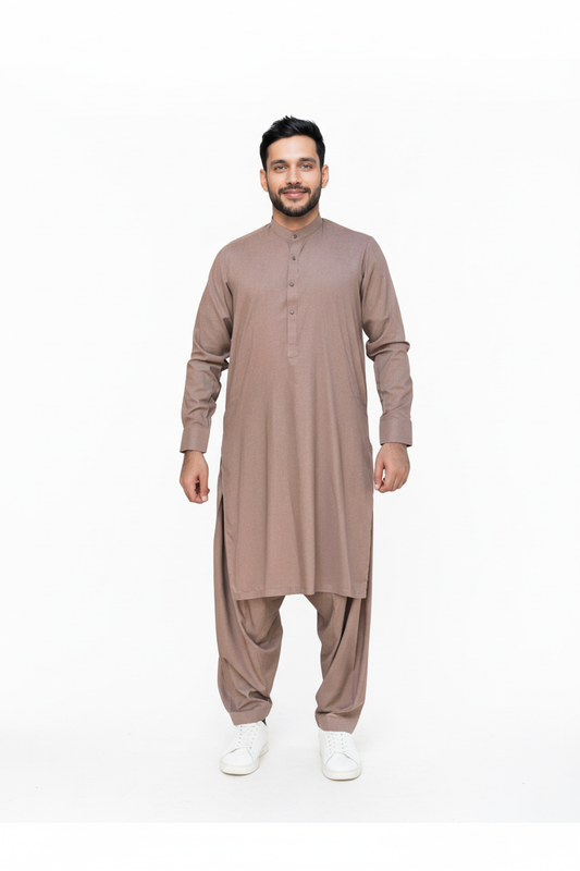 Shalwar Kameez - Wash & Wear - Brown