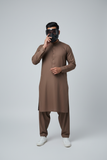 Shalwar Kameez - Wash & Wear - Brown