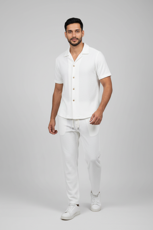 Men Coord Set - White