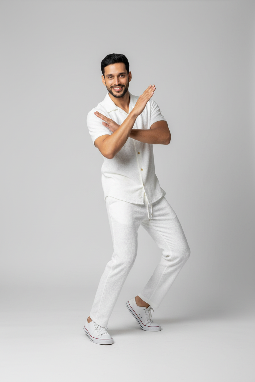 Men Coord Set - White