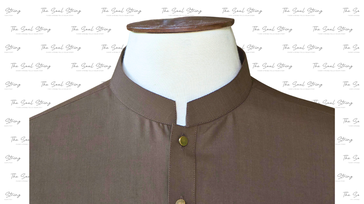 Shalwar Kameez - Extra Luxury Texture Wash & Wear - Dark Brown