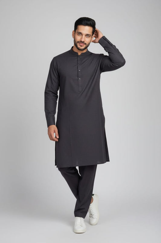 Shalwar Kameez - Extra Luxury Texture Wash & Wear - Graphite Black