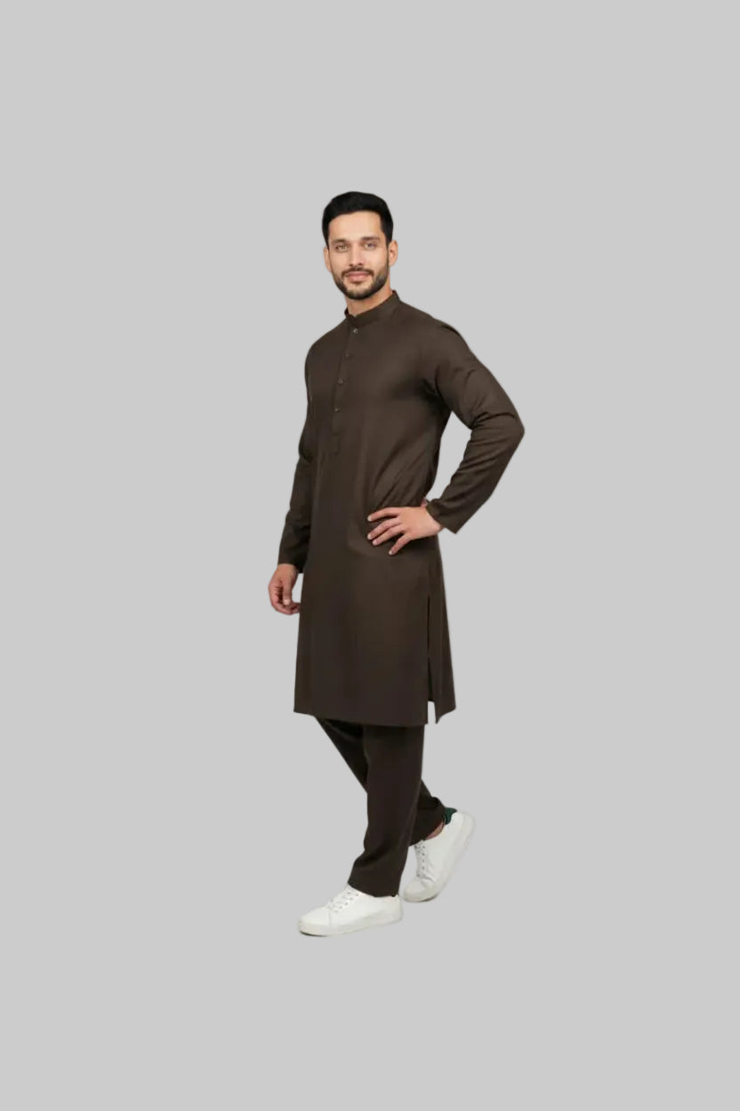 Shalwar Kameez - Extra Luxury Texture Wash & Wear - Olive Green
